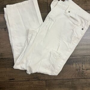 White BR Boyfriend Distressed Jeans